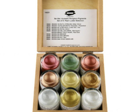 Σέτ 9 χρωμάτων περλέ σε ξύλινο κουτί